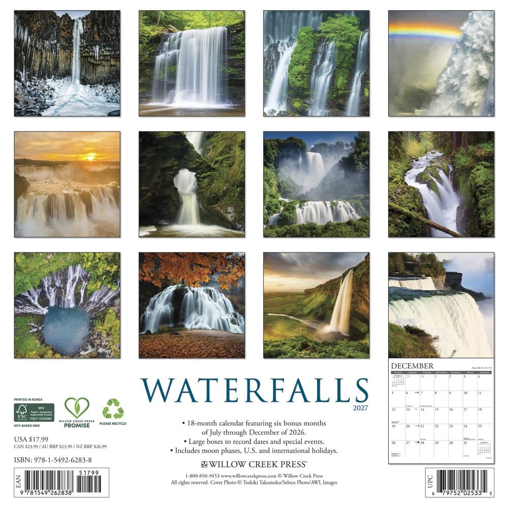 Waterfalls 2027 Wall Calendar First Alternate Image