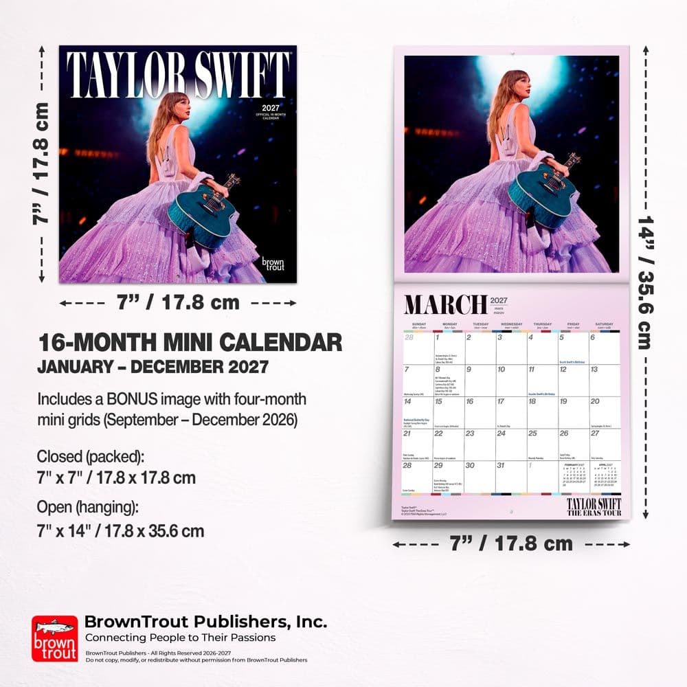 Taylor Swift 2027 Mini Wall Calendar Sixth Alternate Image