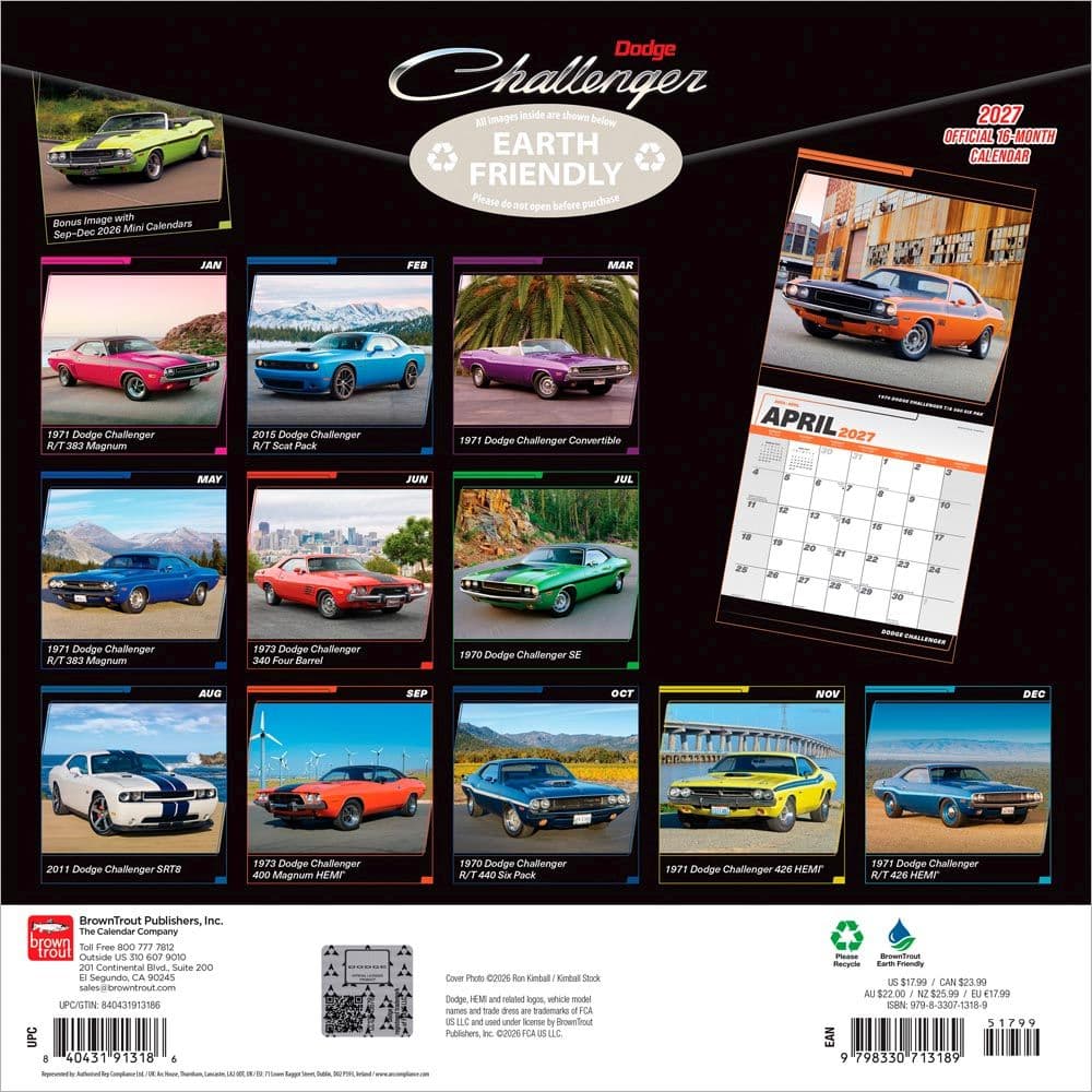 Dodge Challenger 2027 Wall Calendar - Calendars.com