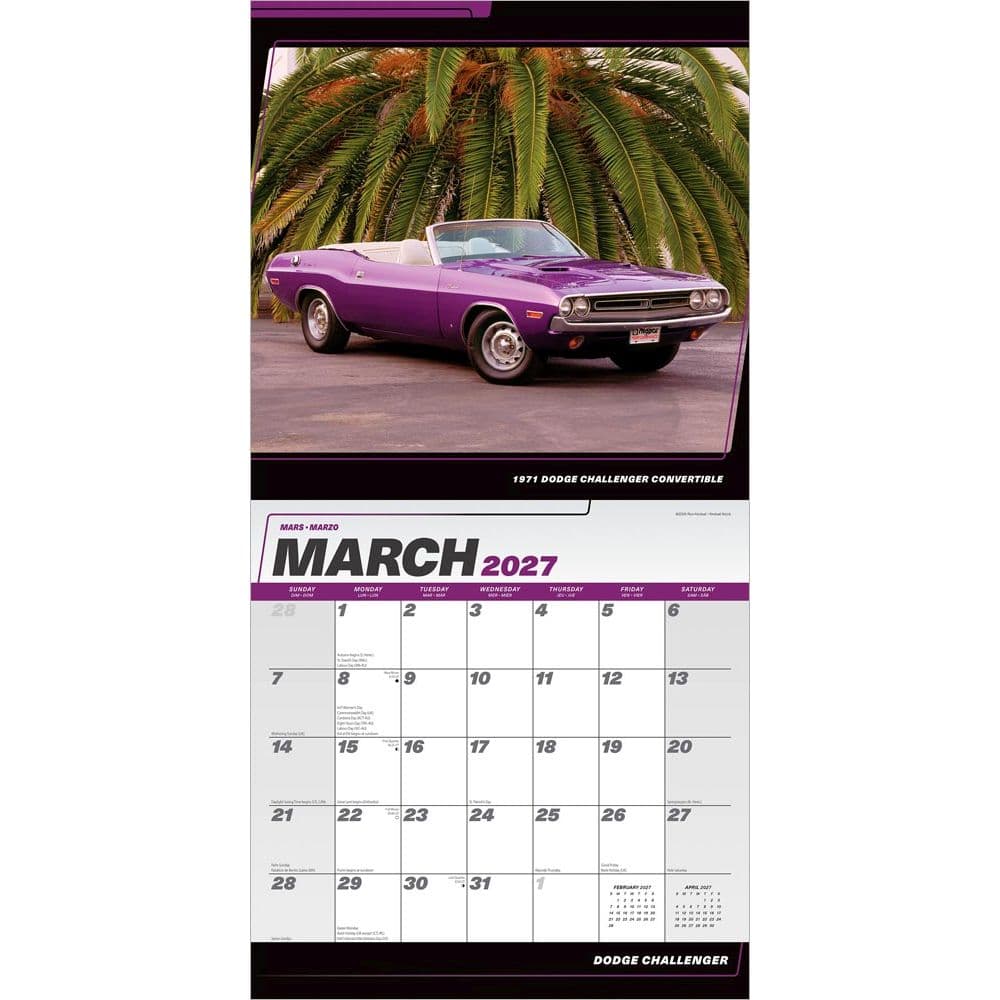 Dodge Challenger 2027 Wall Calendar - Calendars.com