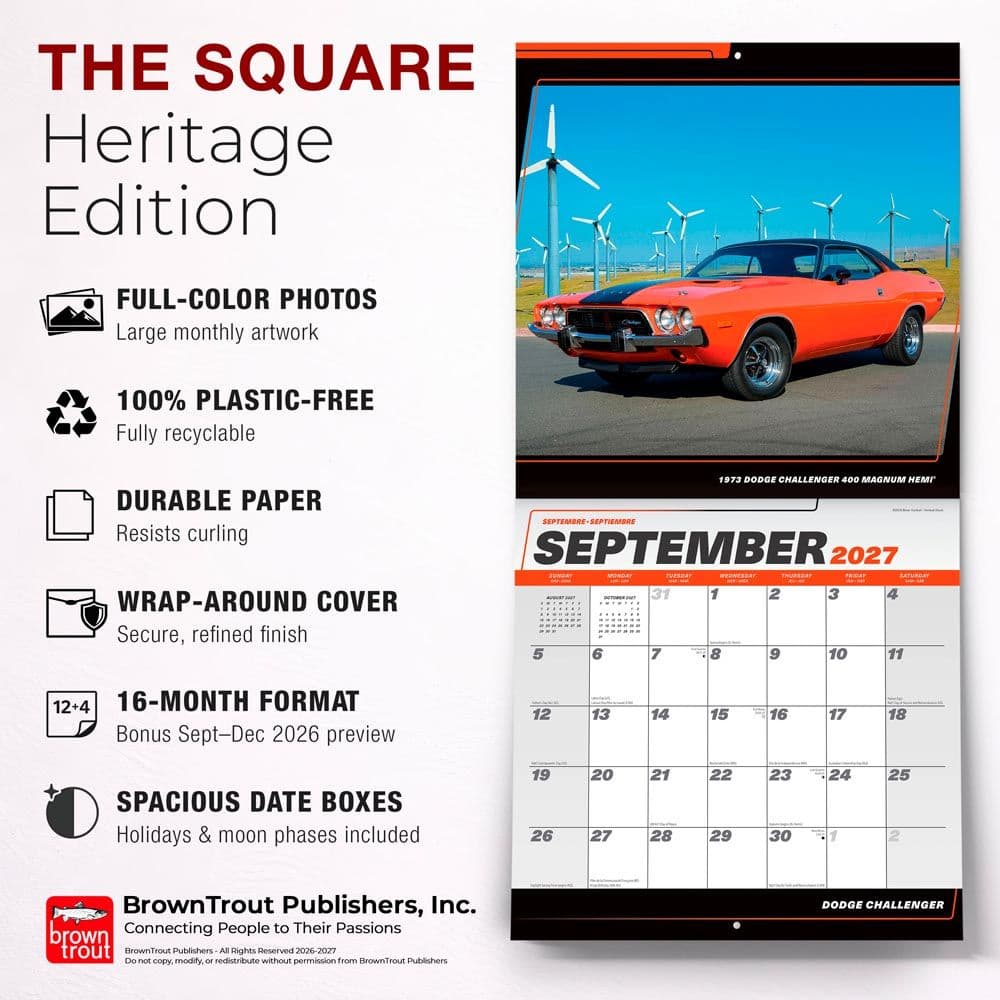 Dodge Challenger 2027 Wall Calendar - Calendars.com