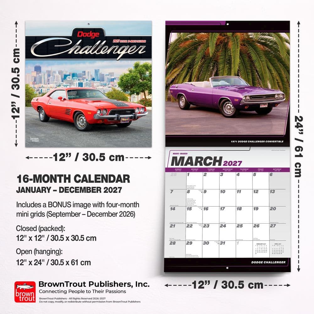 Dodge Challenger 2027 Wall Calendar - Calendars.com