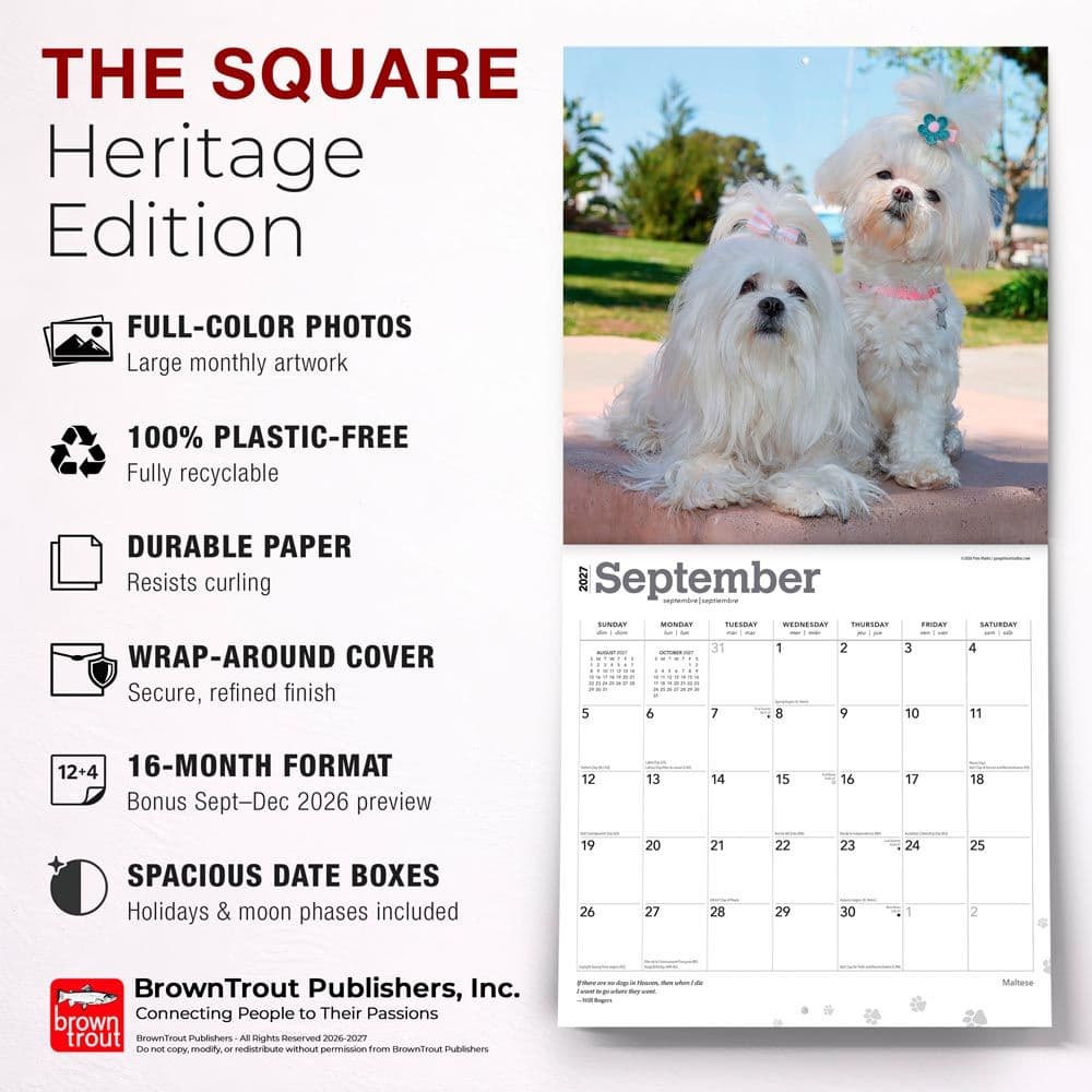 Maltese 2027 Wall Calendar Fifth Alternate Image