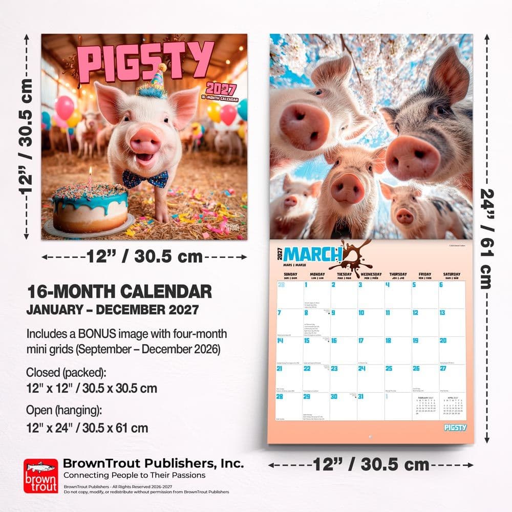 Pigsty 2027 Wall Calendar Sixth Alternate Image
