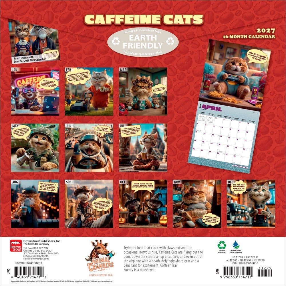 Caffeine Cats 2027 Wall Calendar First Alternate Image