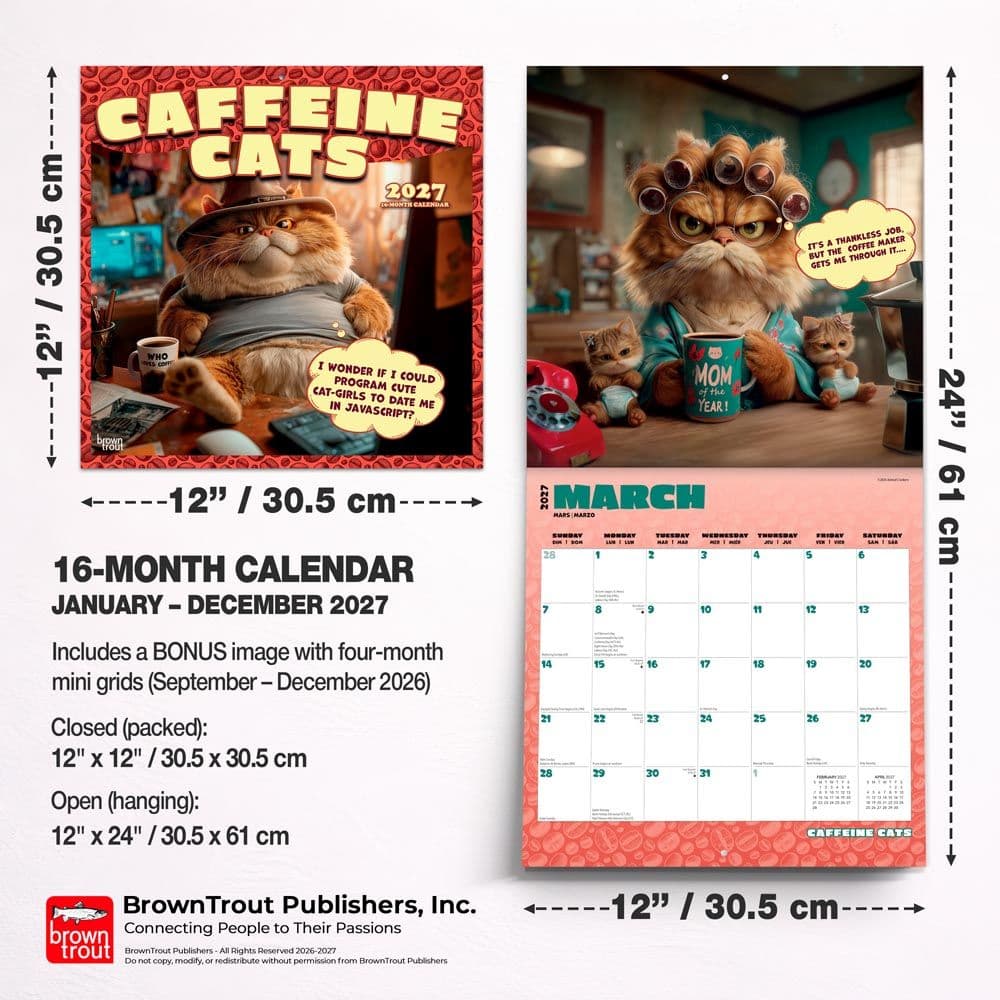 Caffeine Cats 2027 Wall Calendar Sixth Alternate Image