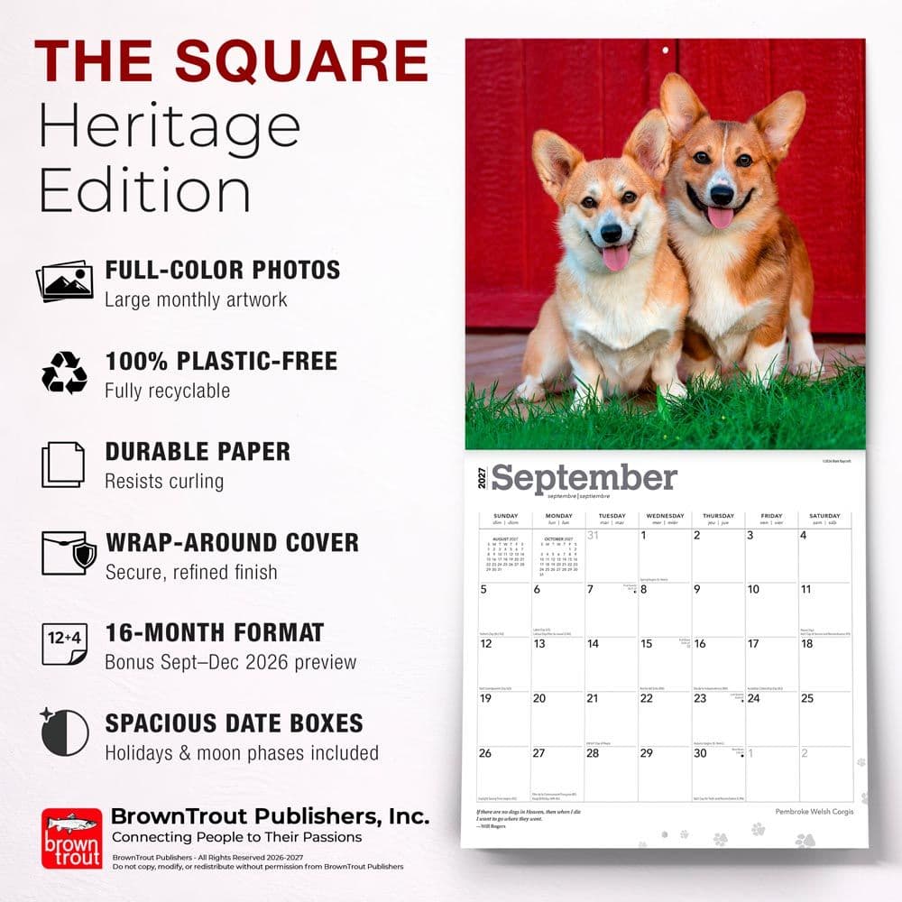 Welsh Corgis Pembroke 2027 Wall Calendar Fifth Alternate Image