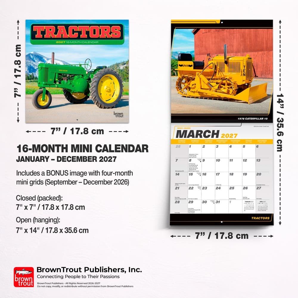 Tractors 2027 Mini Wall Calendar Sixth Alternate Image