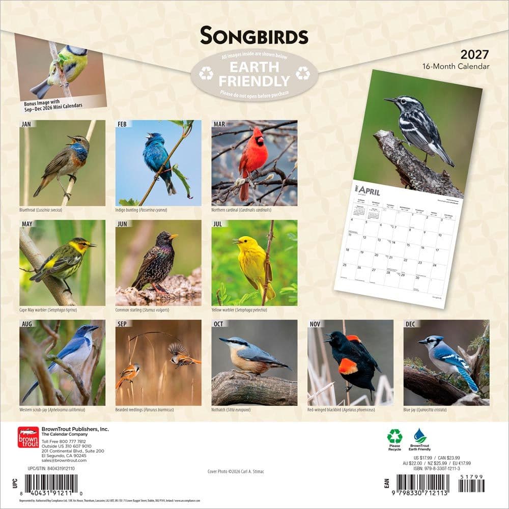 Songbirds Square 2027 Wall Calendar First Alternate Image