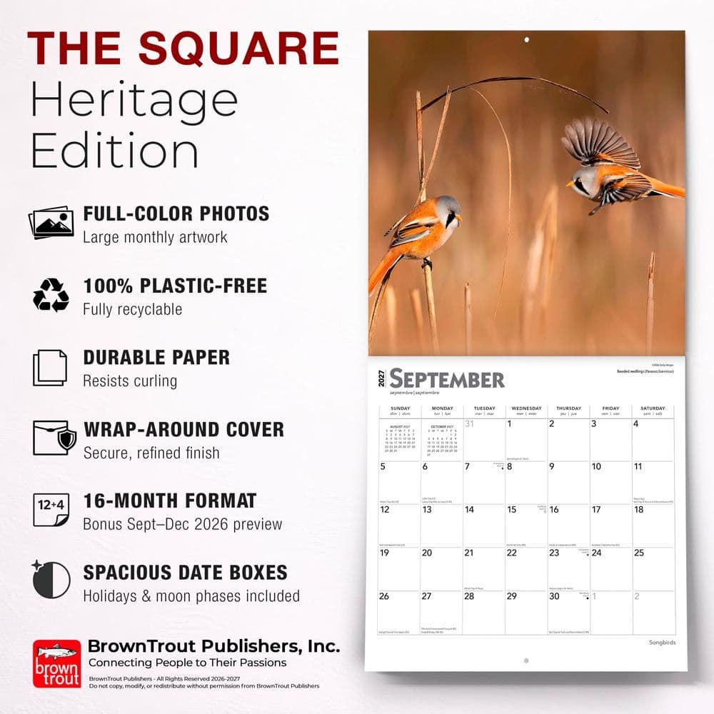 Songbirds Square 2027 Wall Calendar Fifth Alternate Image