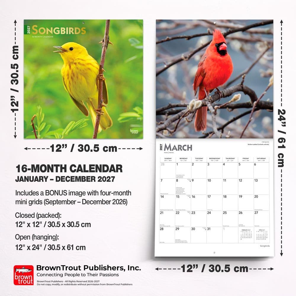 Songbirds Square 2027 Wall Calendar Sixth Alternate Image