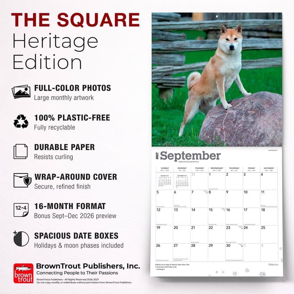 Shiba Inu 2027 Wall Calendar Fifth Alternate Image