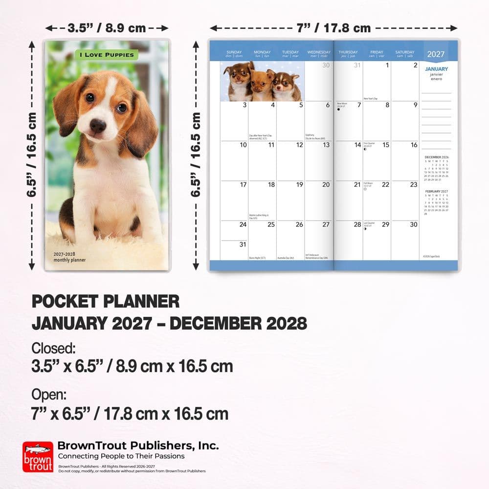 Puppies I Love 2027 2 Year Pocket Planner Sixth Alternate Image