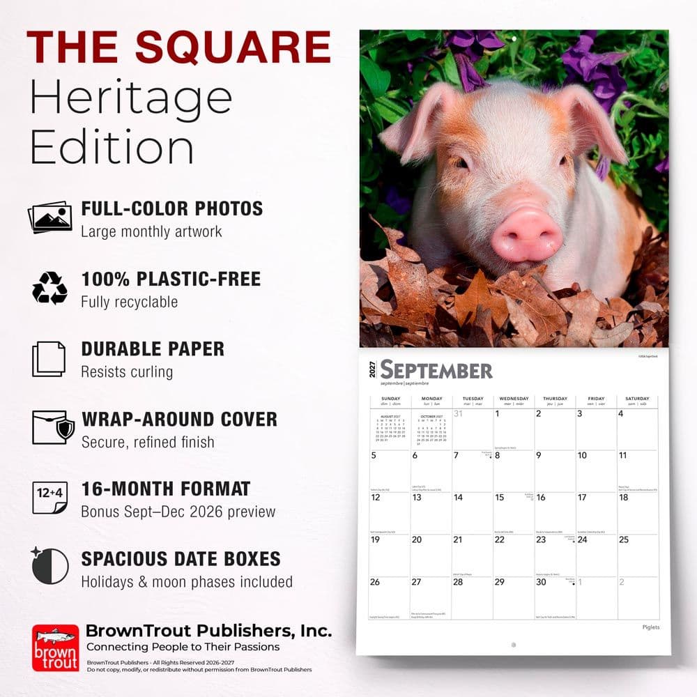Piglets 2027 Wall Calendar Fifth Alternate Image