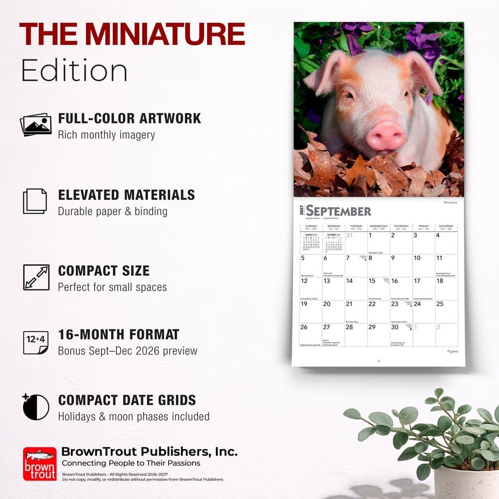 Piglets 2027 Mini Wall Calendar Fifth Alternate Image