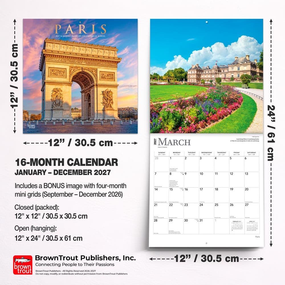 Paris 2027 Wall Calendar - Calendars.com