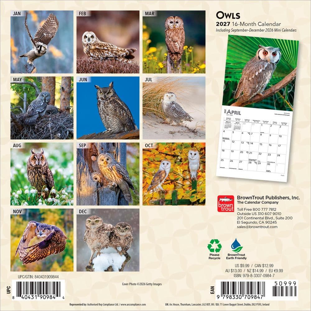 Owls 2027 Mini Wall Calendar First Alternate Image