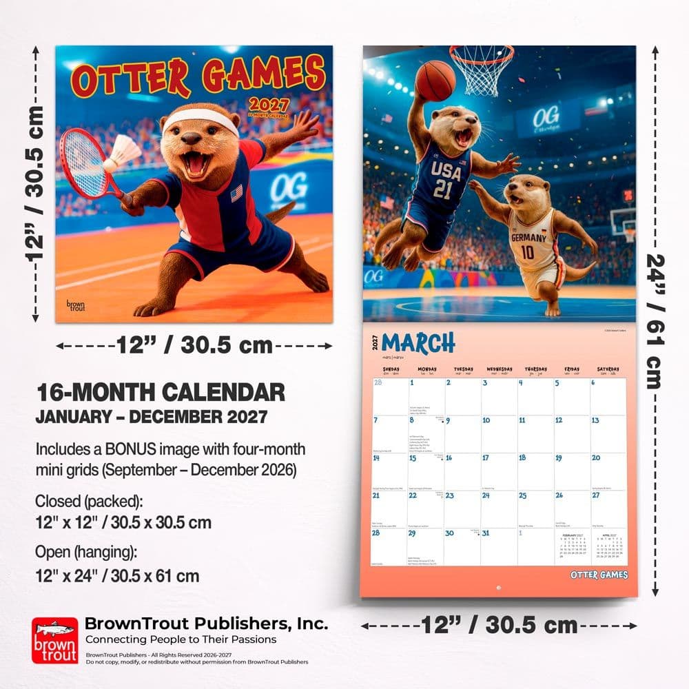 Otter Olympics 2027 Wall Calendar Sixth Alternate Image