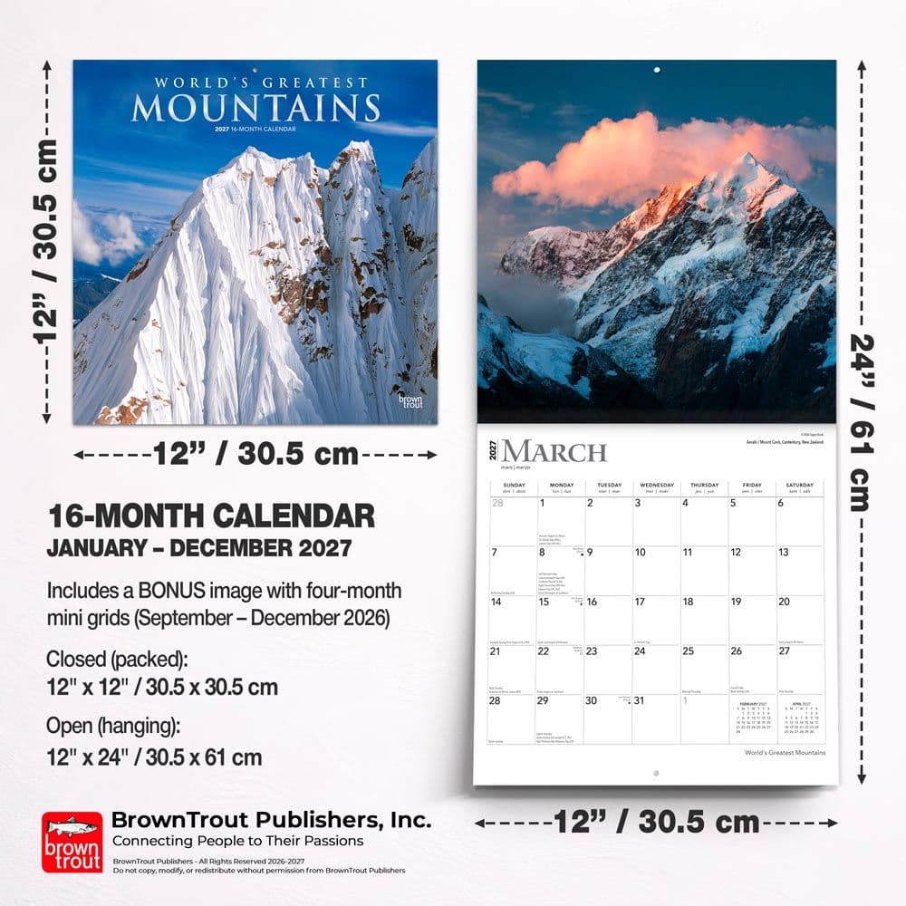 Worlds Greatest Mountains 2027 Wall Calendar Sixth Alternate Image