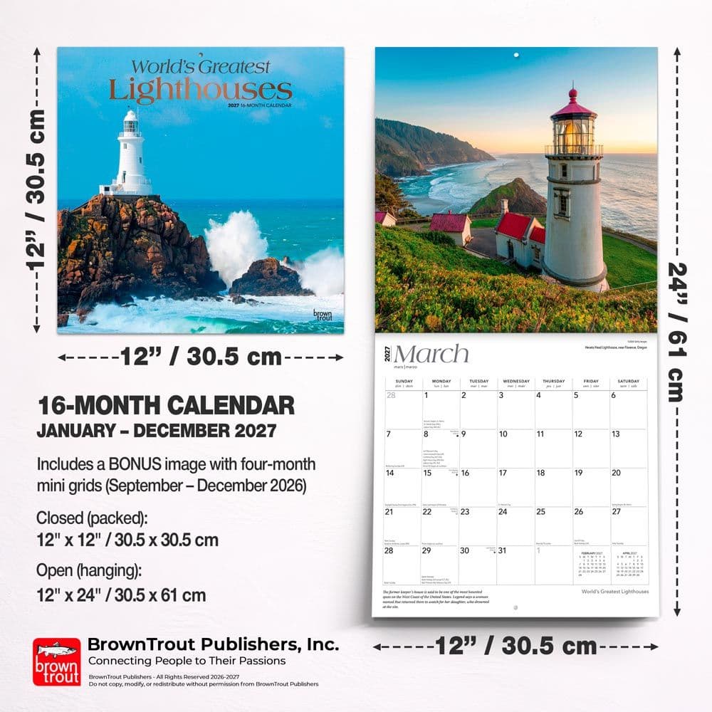 Lighthouses 2027 Wall Calendar Sixth Alternate Image