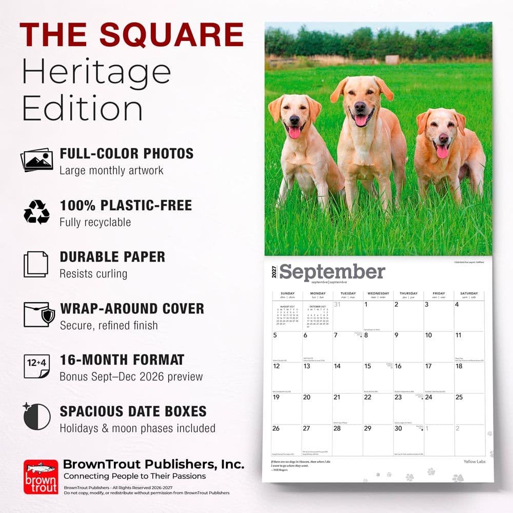Yellow Lab Retriever 2027 Wall Calendar Fifth Alternate Image