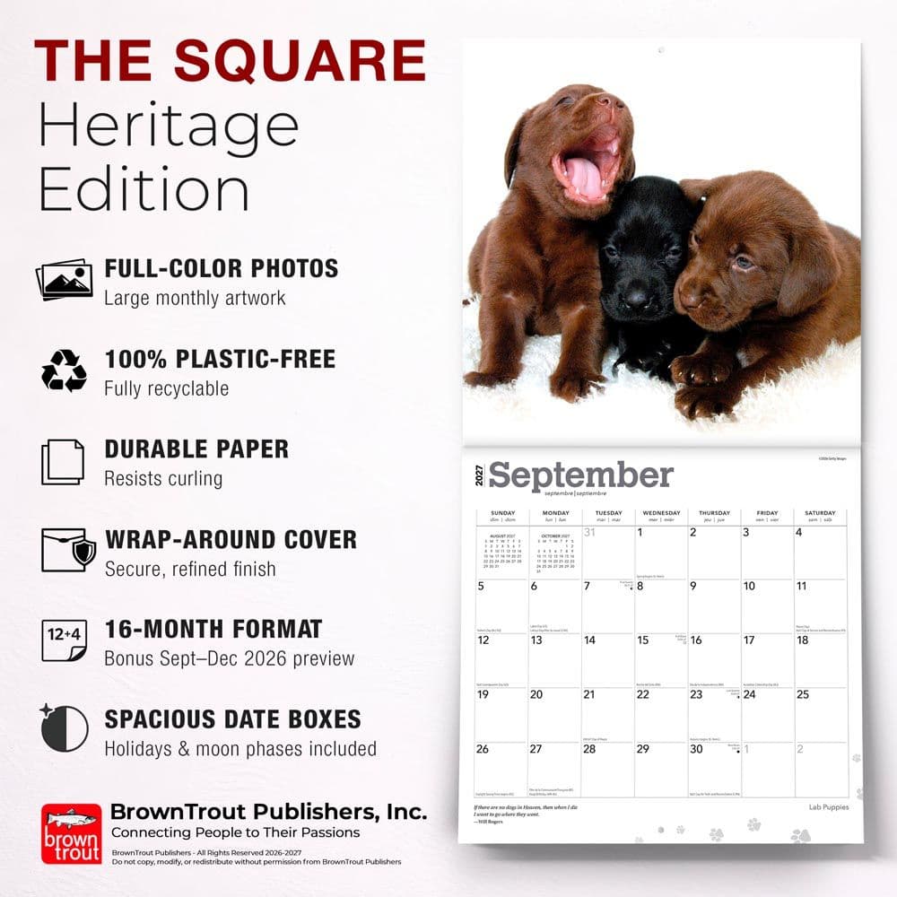 Lab Retriever Puppies 2027 Wall Calendar Fifth Alternate Image