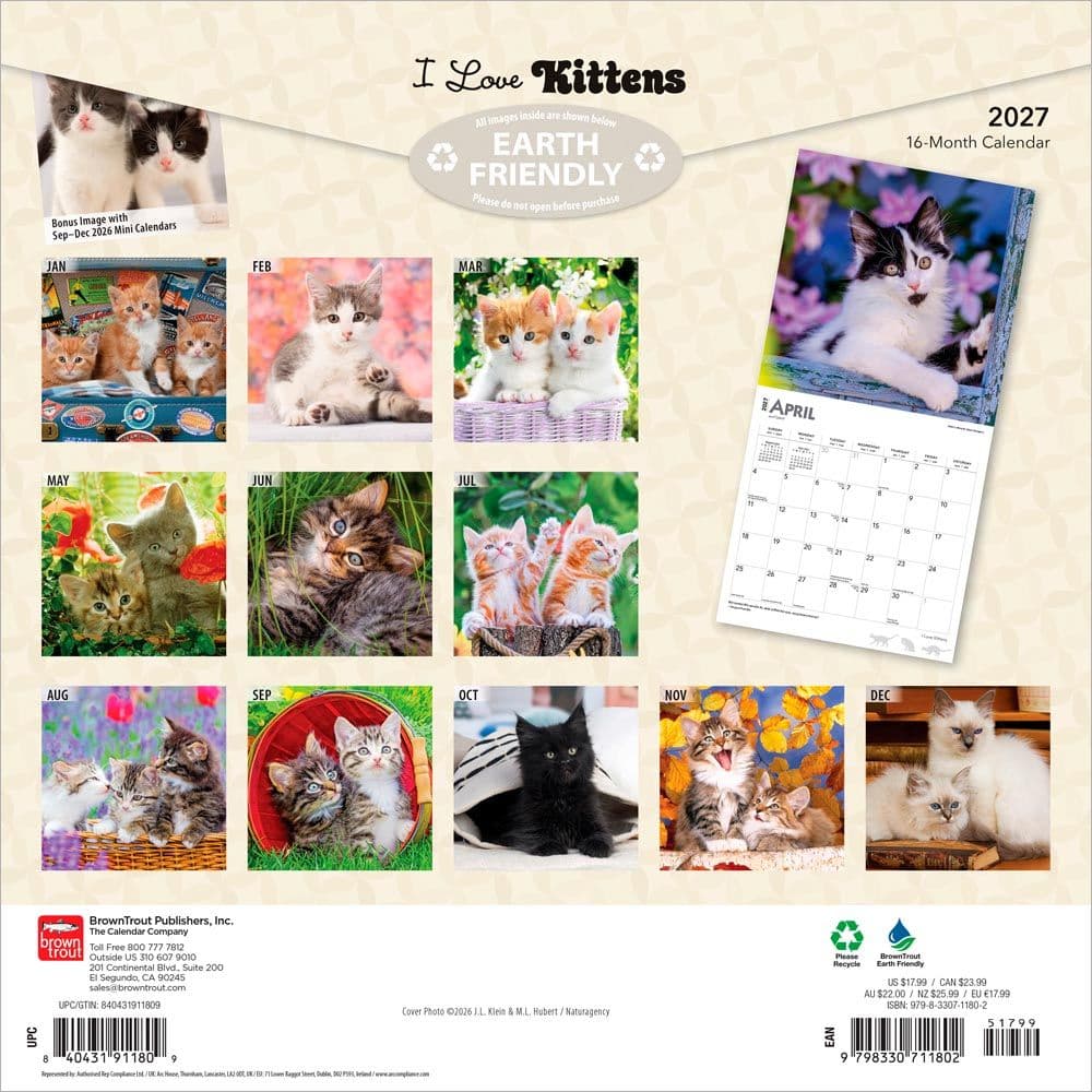 Kittens I Love 2027 Wall Calendar First Alternate Image
