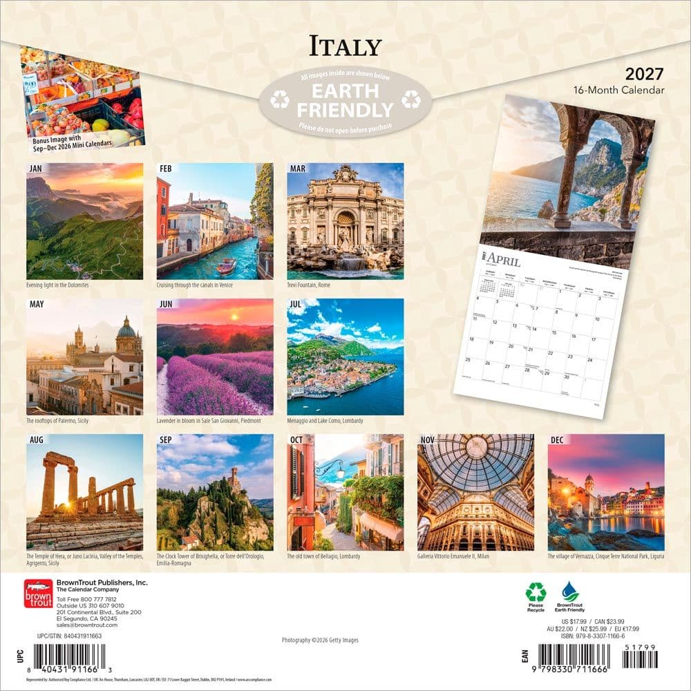 Italy 2027 Wall Calendar First Alternate Image
