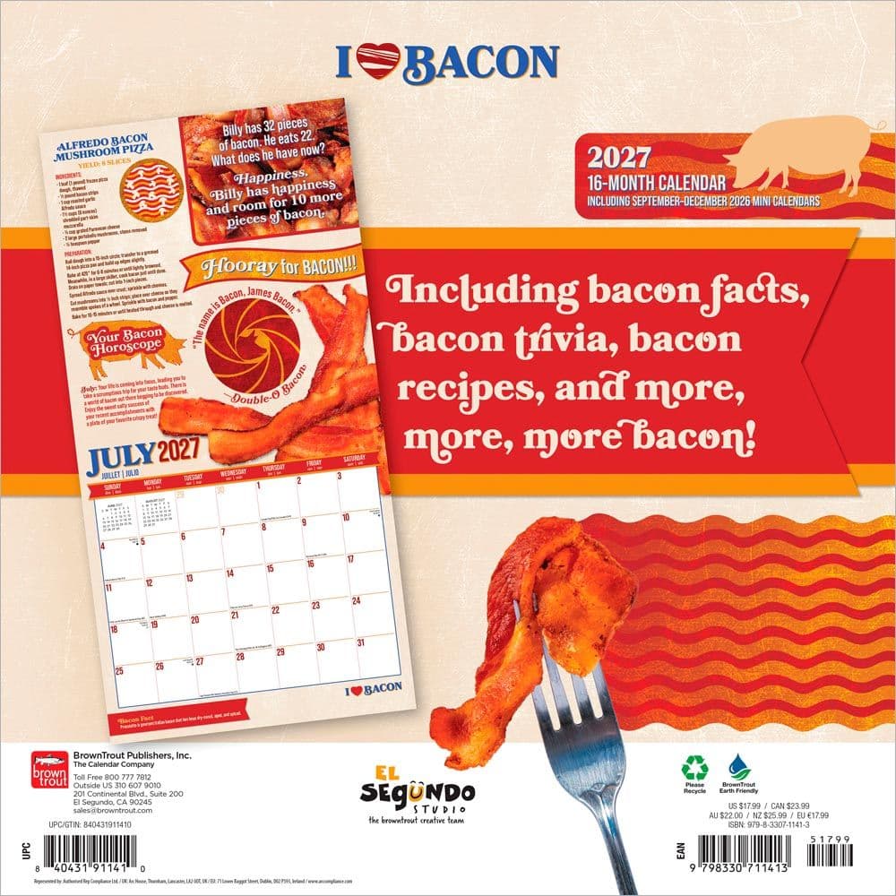 I Love Bacon 2027 Wall Calendar First Alternate Image