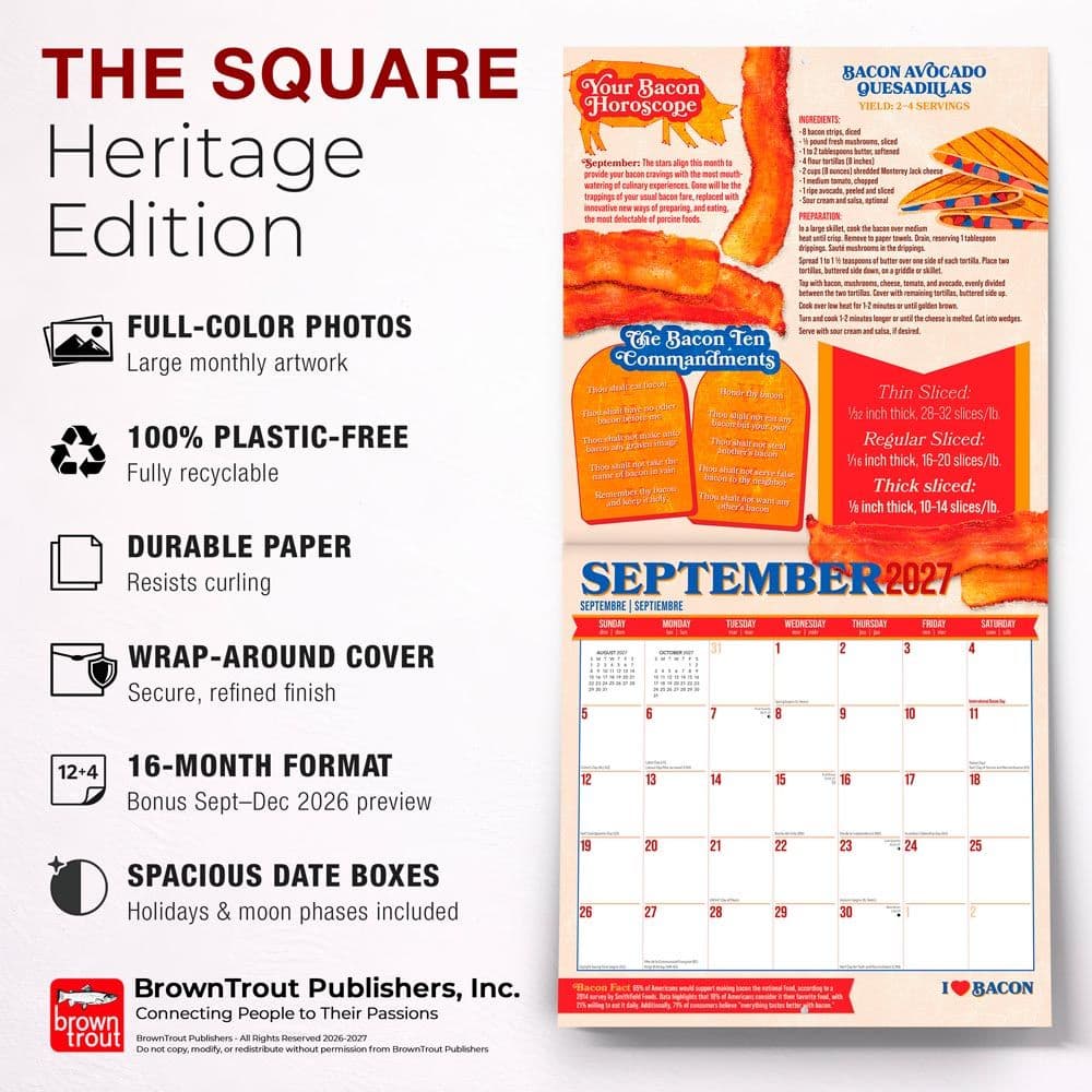 I Love Bacon 2027 Wall Calendar Fifth Alternate Image