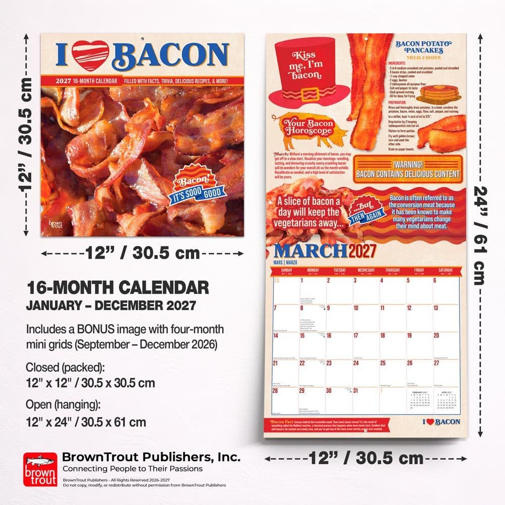 I Love Bacon 2027 Wall Calendar Sixth Alternate Image
