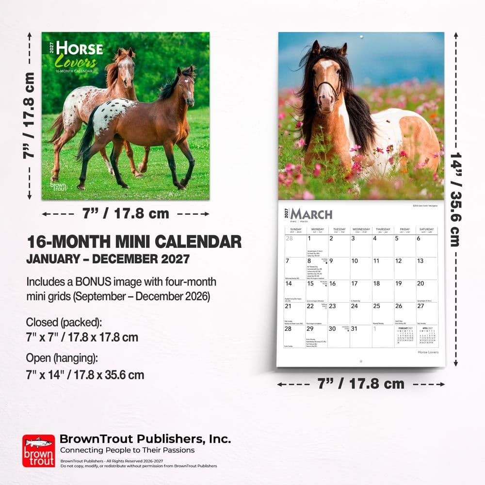 Horses 2027 Mini Wall Calendar Sixth Alternate Image