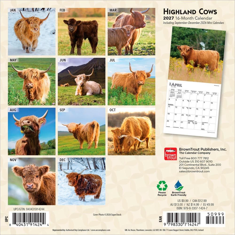 Highland Cows 2027 Mini Wall Calendar First Alternate Image
