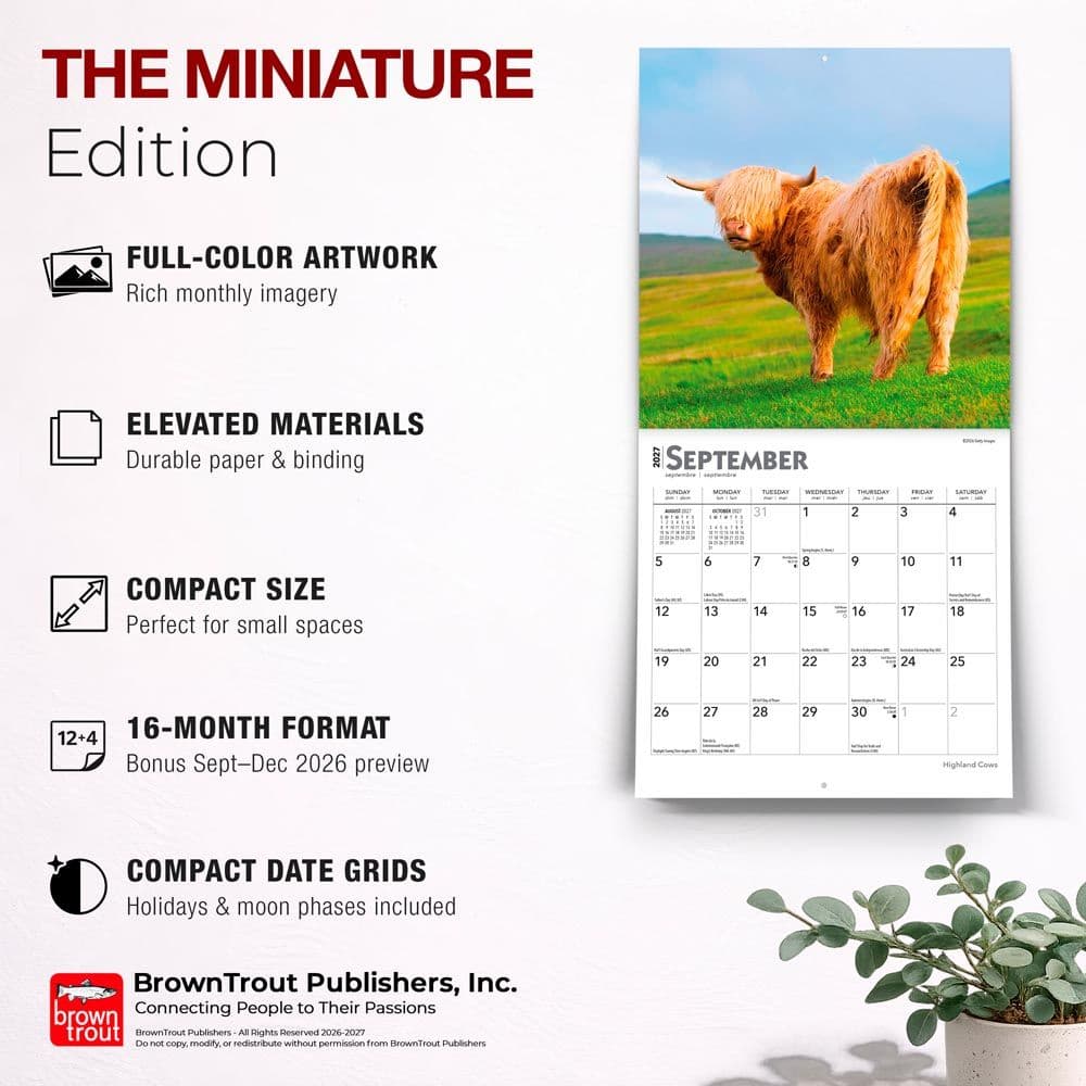 Highland Cows 2027 Mini Wall Calendar Fifth Alternate Image