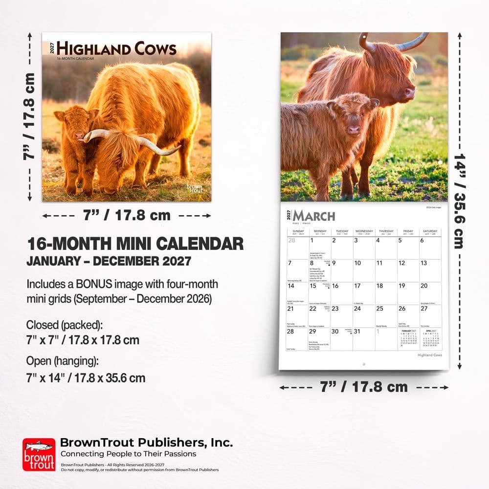 Highland Cows 2027 Mini Wall Calendar Sixth Alternate Image