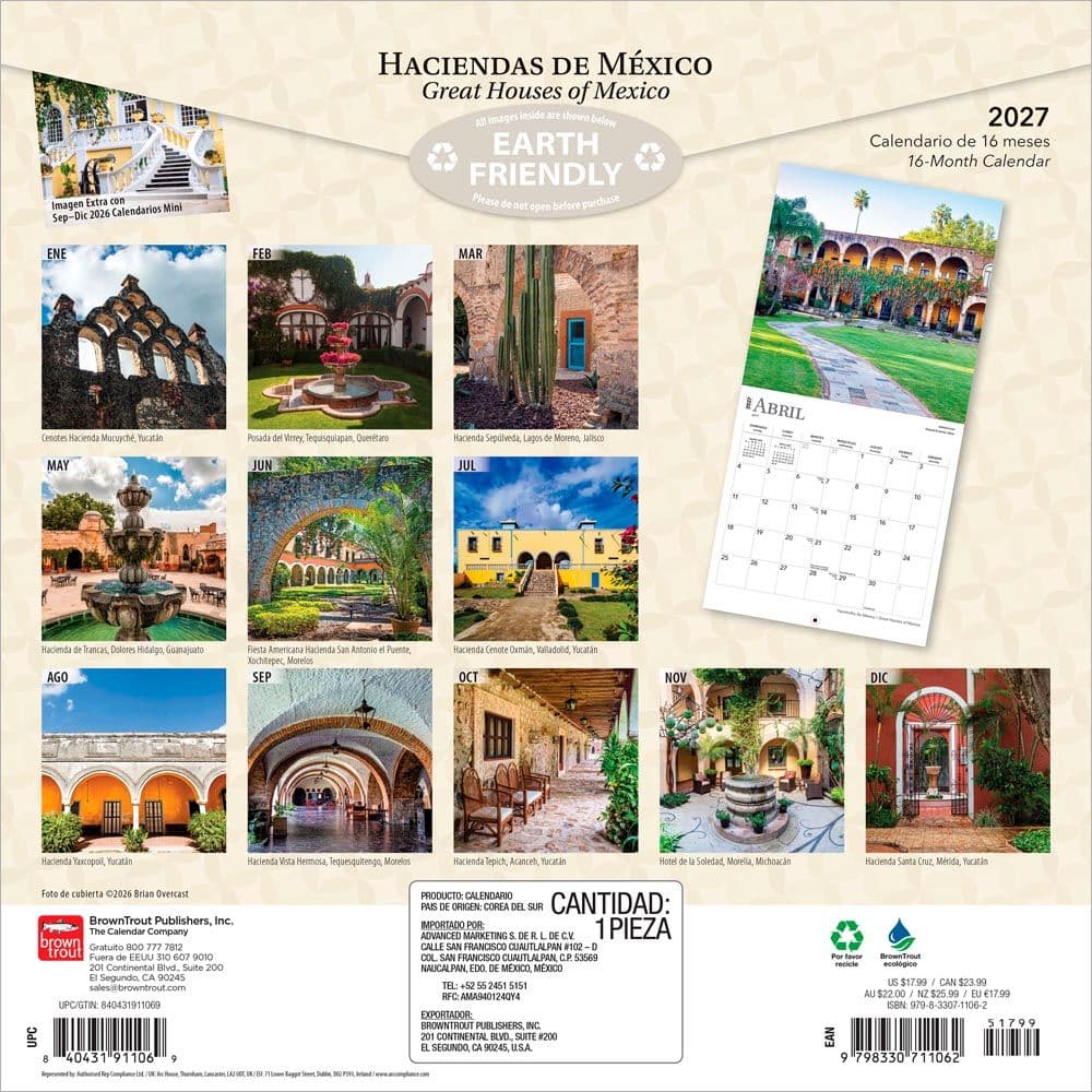 Haciendas de Mexico Spanish 2027 Wall Calendar First Alternate Image