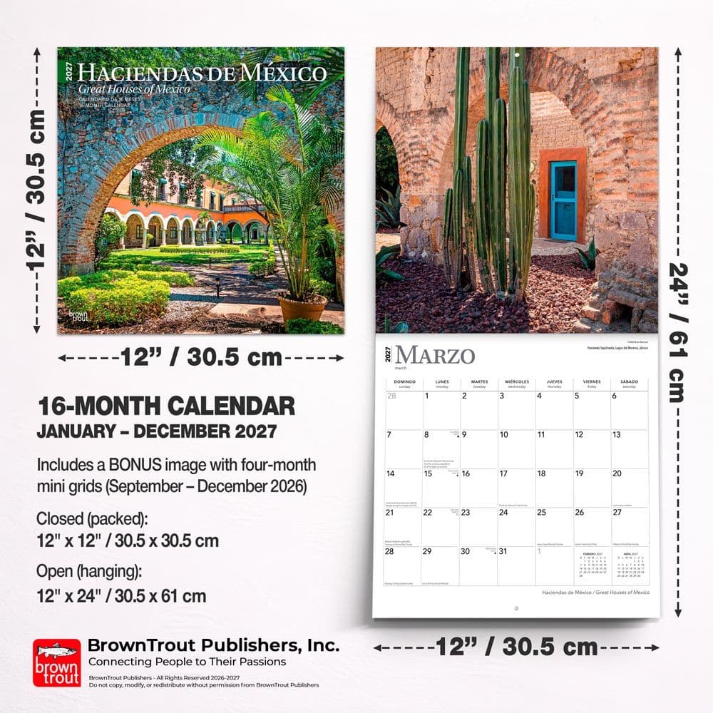 Haciendas de Mexico Spanish 2027 Wall Calendar Sixth Alternate Image