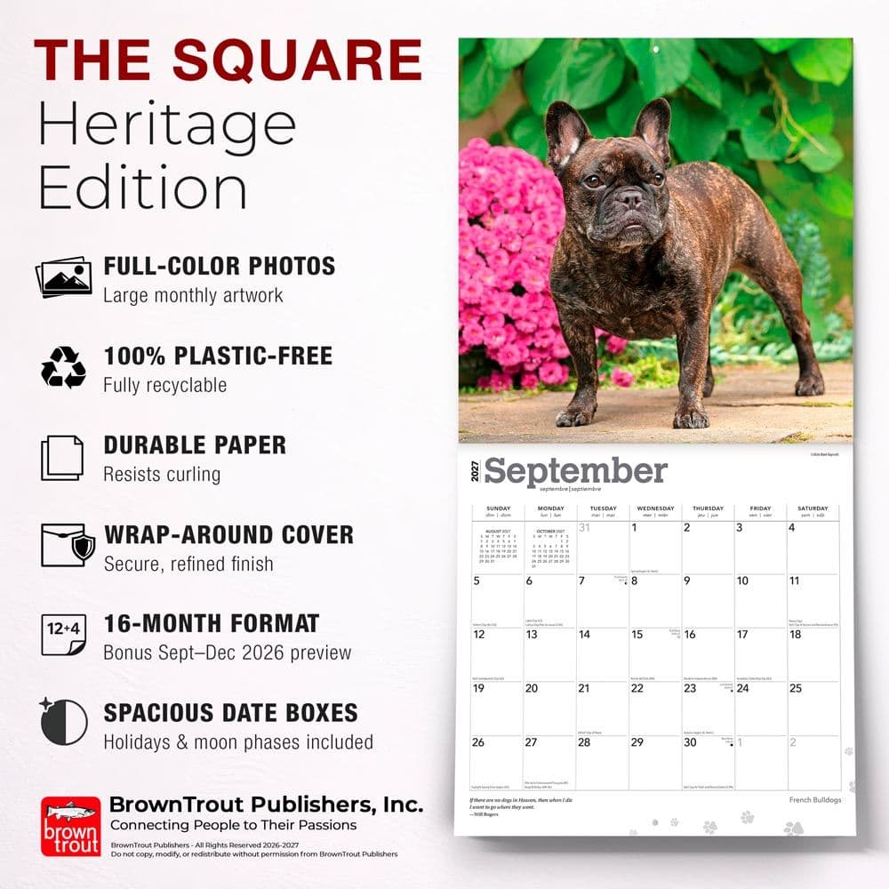 French Bulldogs 2027 Wall Calendar Fifth Alternate Image