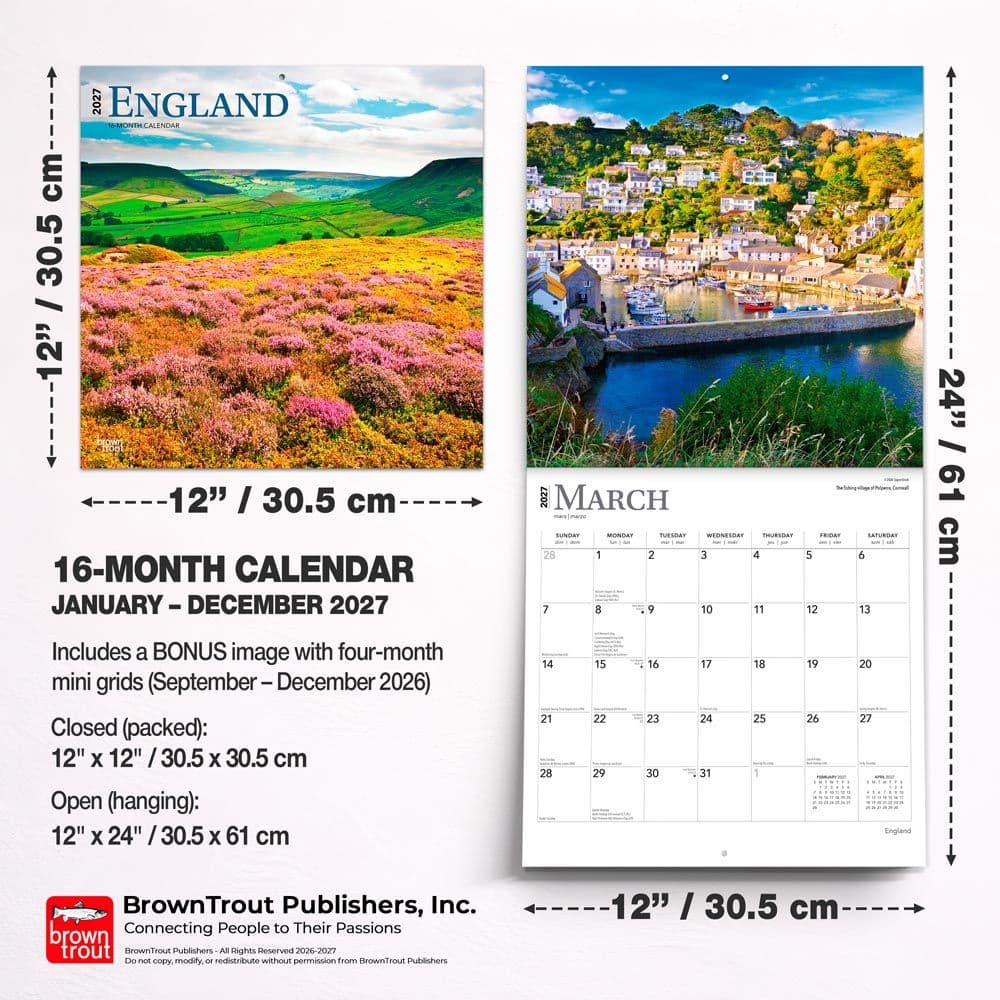 England 2027 Wall Calendar Sixth Alternate Image