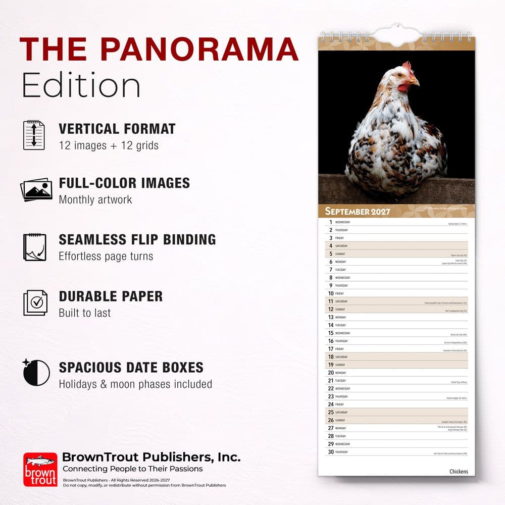 Chickens 2027 Slim Wall Calendar Fifth Alternate Image