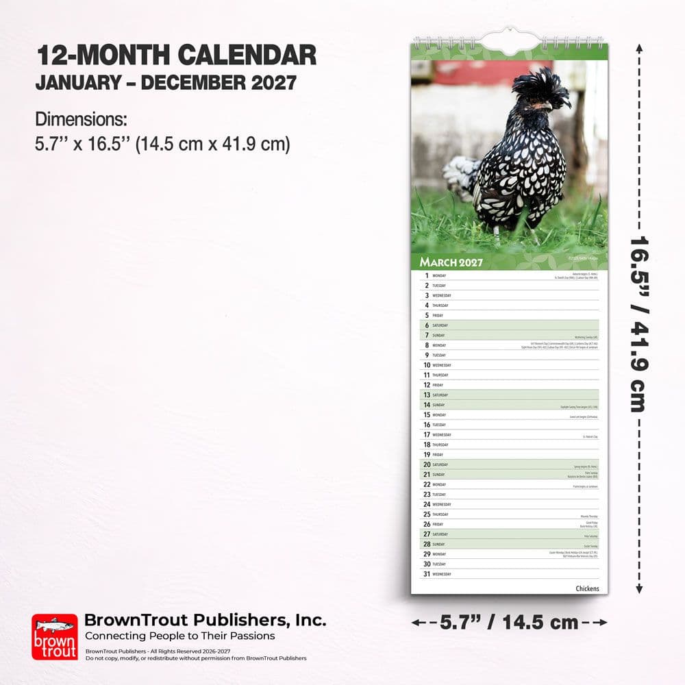 Chickens 2027 Slim Wall Calendar Sixth Alternate Image