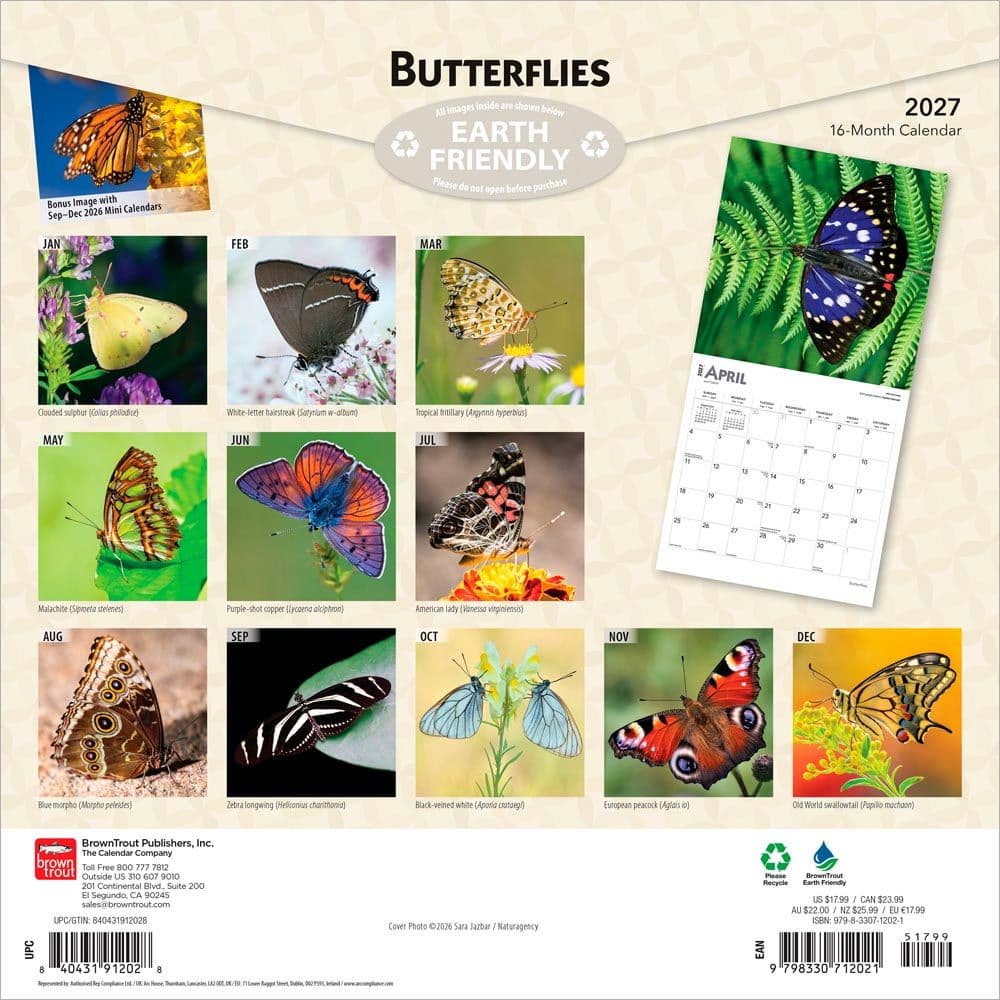 Butterflies 2027 Wall Calendar First Alternate Image