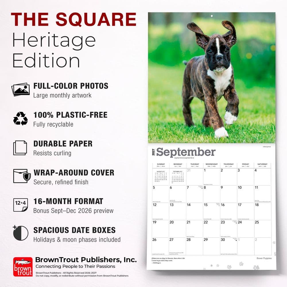 Boxer Puppies 2027 Wall Calendar Fifth Alternate Image