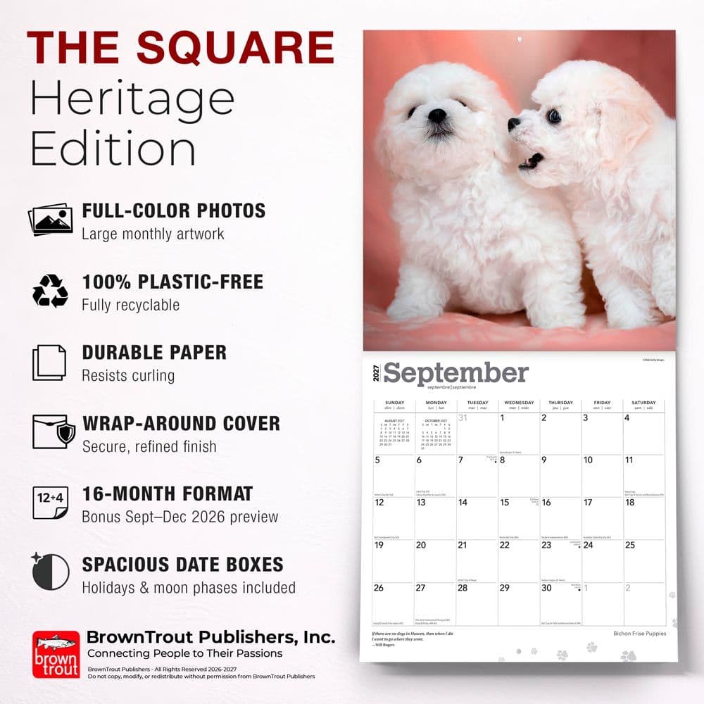 Bichon Frise Puppies 2027 Wall Calendar Fifth Alternate Image