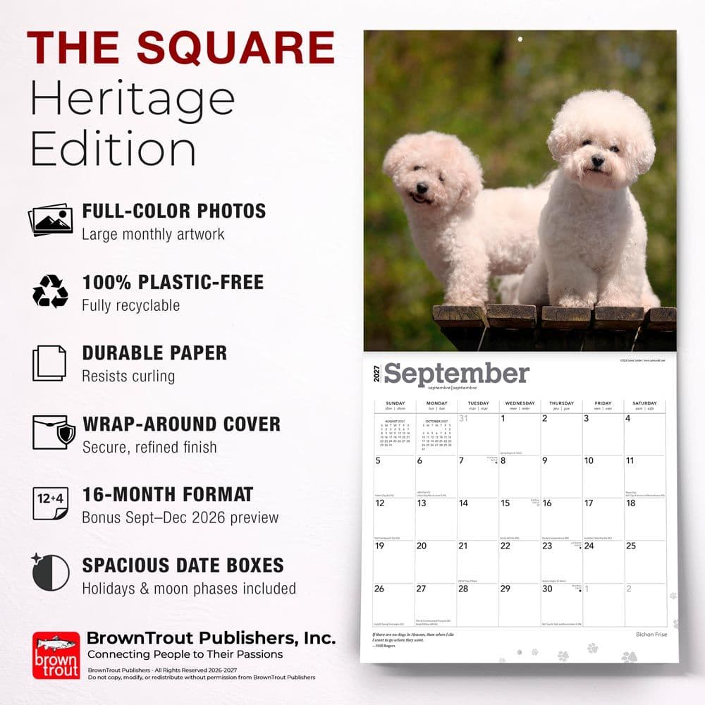 Bichon Frise 2027 Wall Calendar Fifth Alternate Image