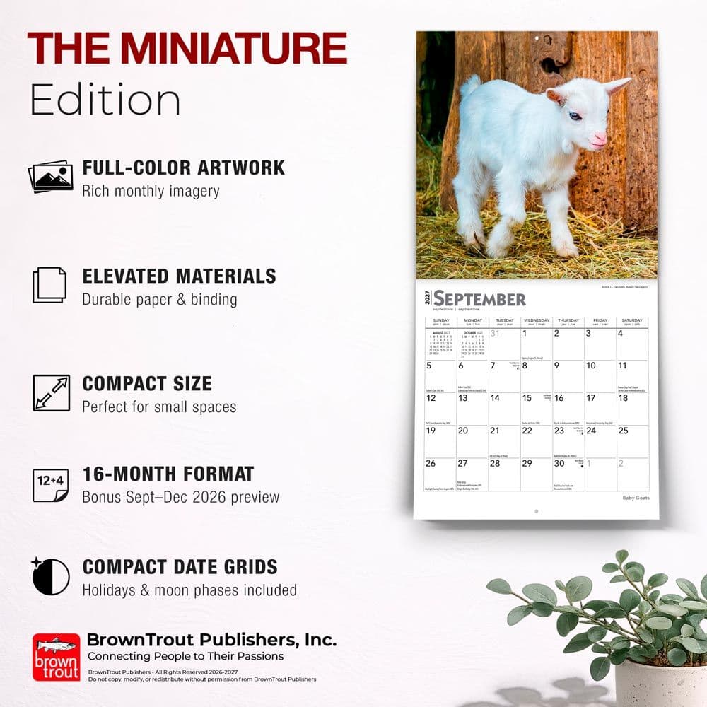 Baby Goats 2027 Mini Wall Calendar Fifth Alternate Image