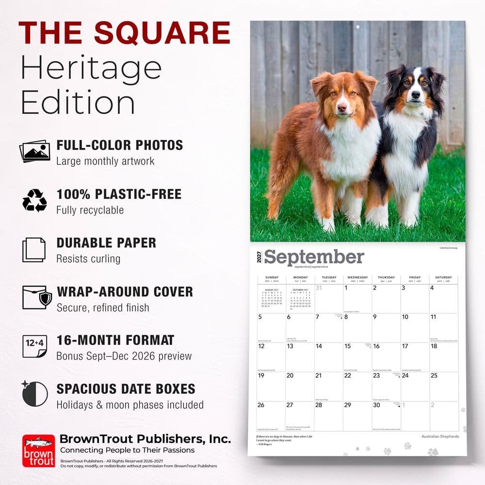 Australian Shepherds 2027 Wall Calendar Fifth Alternate Image