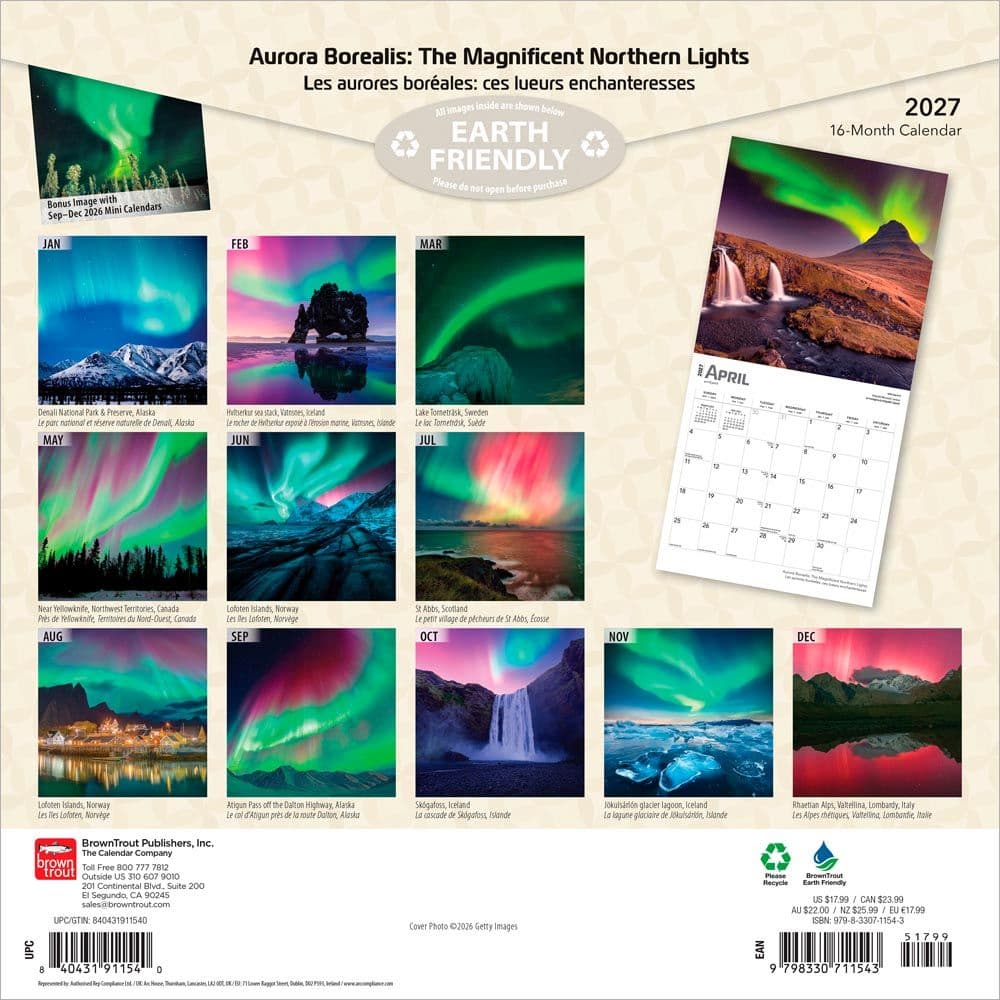 Aurora Borealis 2027 Wall Calendar First Alternate Image