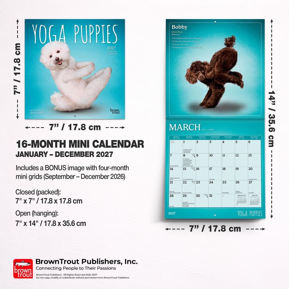 Yoga Puppies 2027 Mini Wall Calendar Sixth Alternate Image