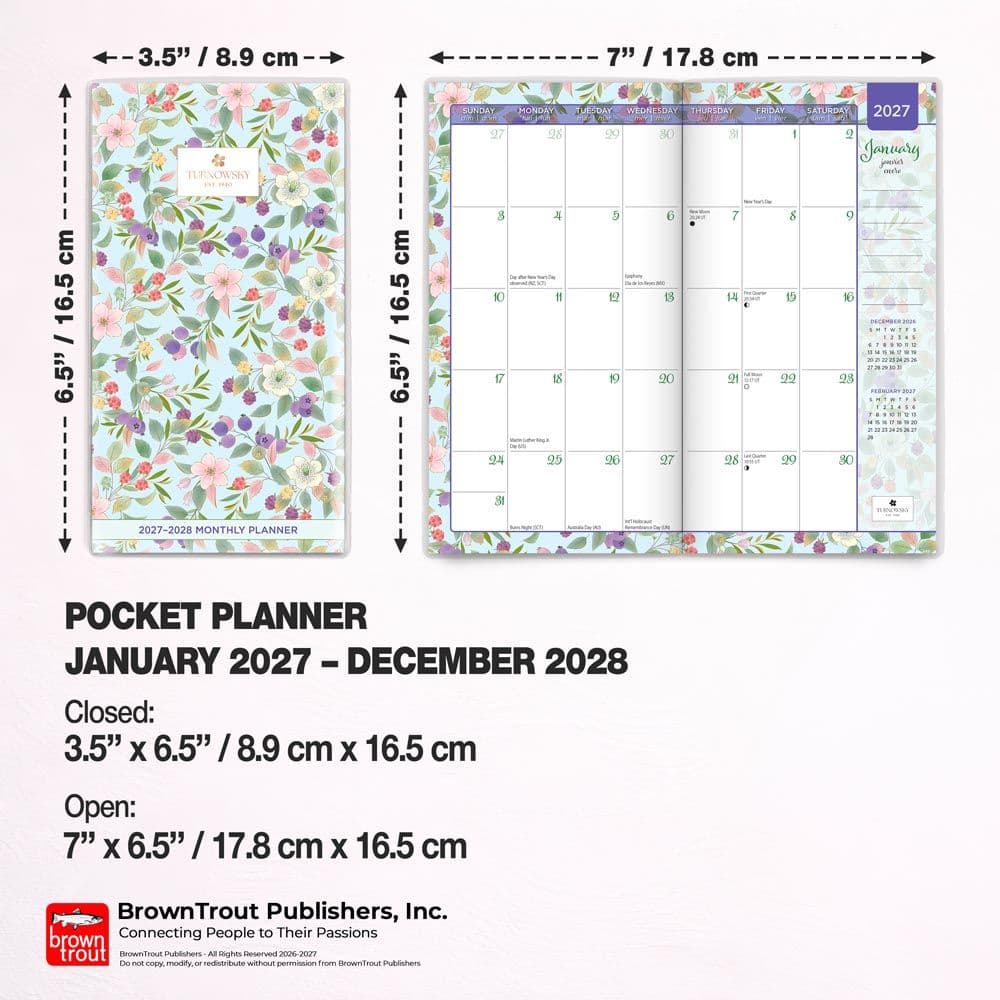 Turnowsky Flowers 2027 2 Year Pocket Planner Sixth Alternate Image